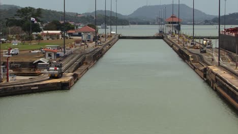 wide shot of pedro miguel locks at panama canal