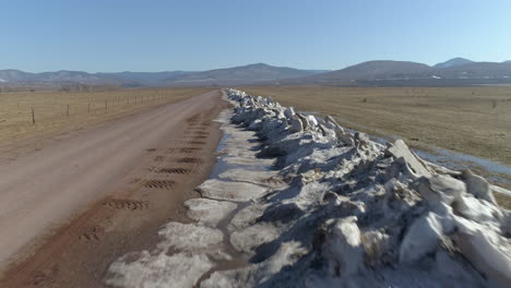 volando por encima de las majestuosas manchas de nieve