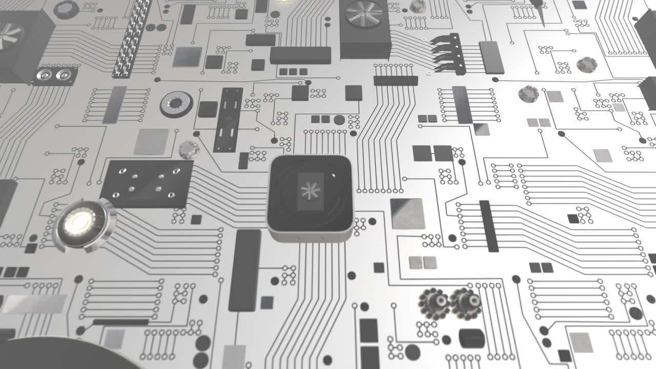 placa de circuitos futurista blanca con el icono del cráneo