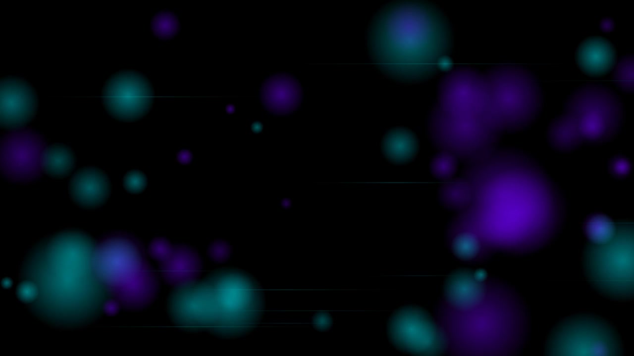 Abstract Motion Background with Floating Teal and Purple Bokeh Orbs