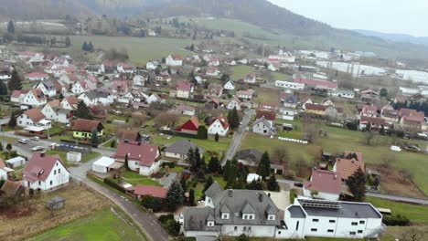 drone flight schmalkalden, village in thuringian forest, germany