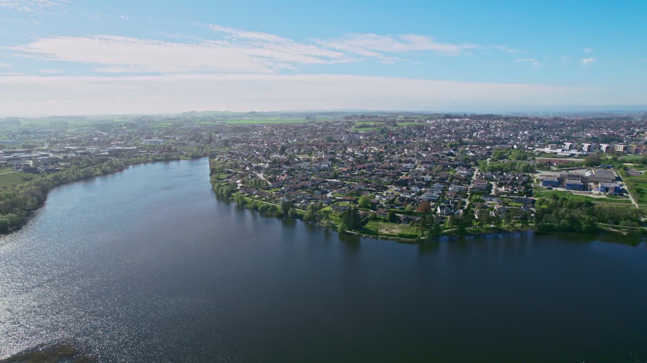 Aerial View of Stokkelandsvannet Lake in Ganddal, Sandnes, Norway