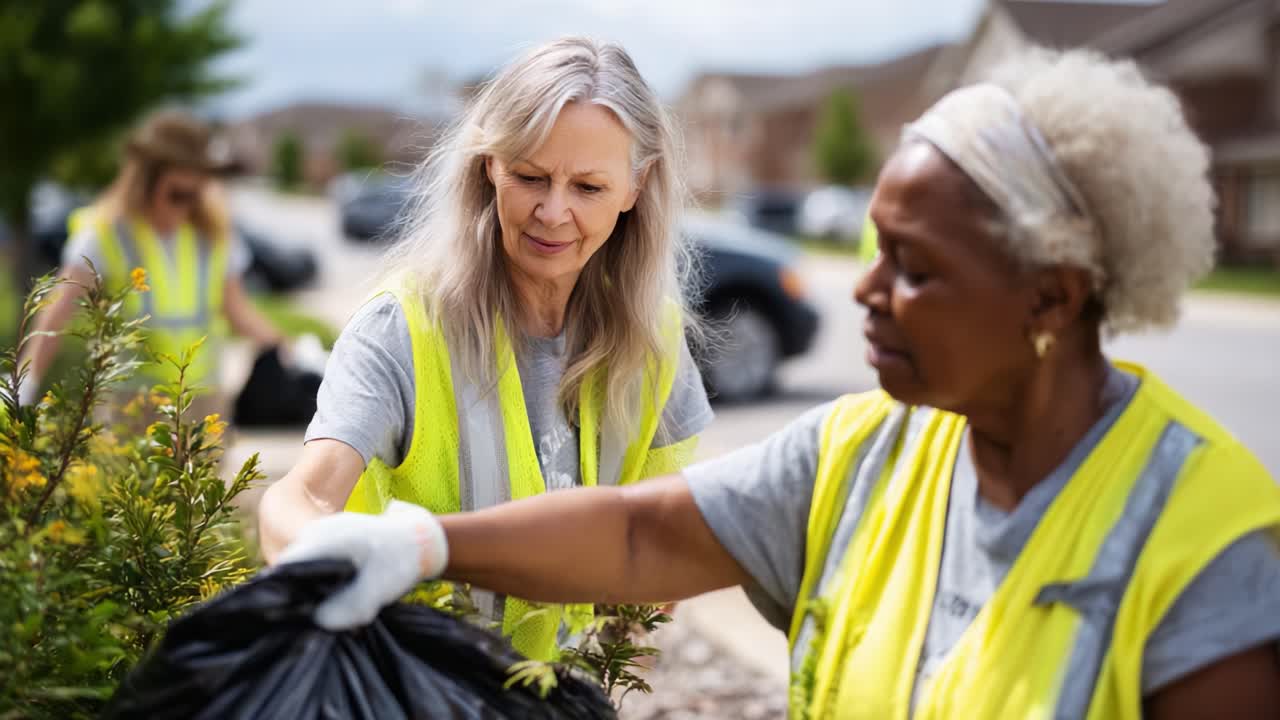 Community Volunteers Collaborate to Clean Up Neighborhood Green Spaces and Promote Environmental Awareness through Active Participation and Teamwork