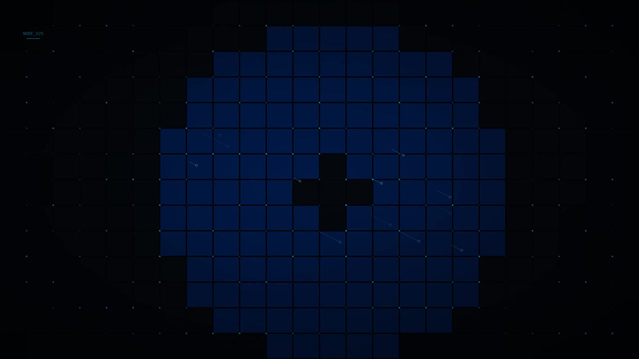 Abstract Digital Grid Expanding and Contracting in Dark Space