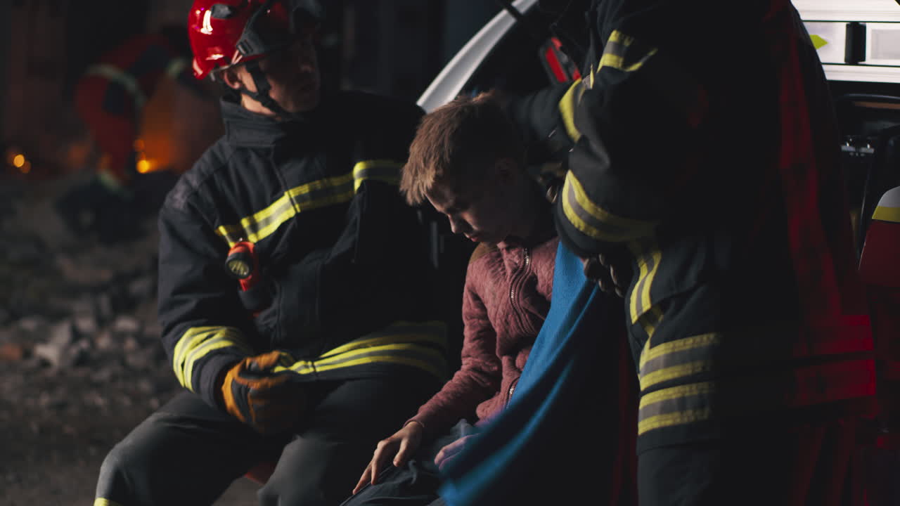 Firefighters at a Fire Scene