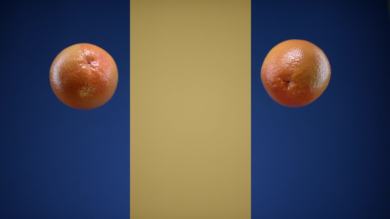 rebanadas de limón fresco y naranjas lanzadas volando colgando en el aire y cayendo