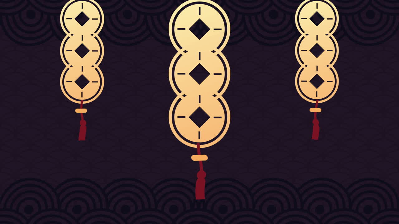 중국 신년 장식품을 매달아 놓습니다.