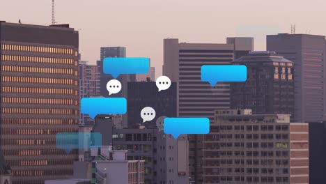 animation of social media data processing over cityscape