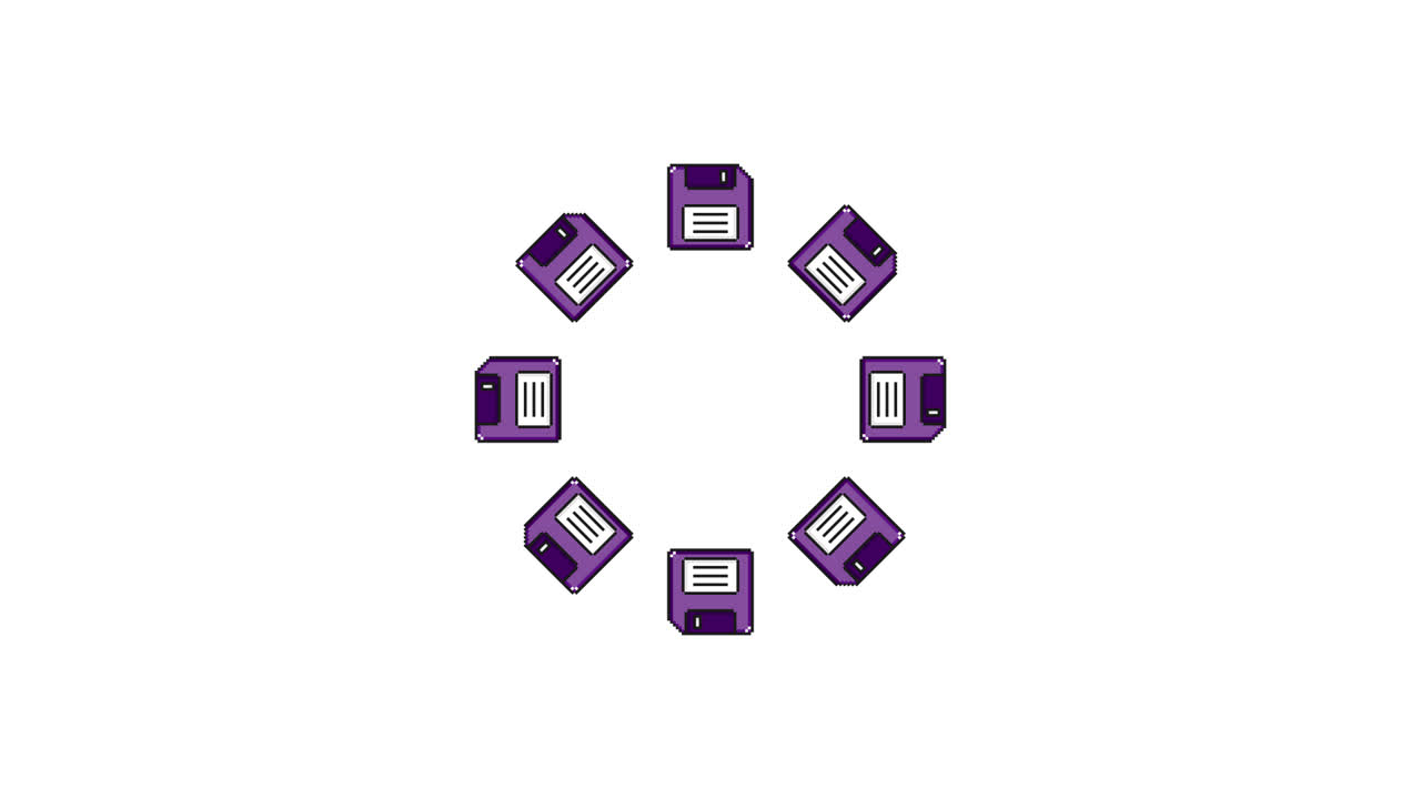 Pixel Art Floppy disc Spinning Animated Overlay Transparent 30fps (7)