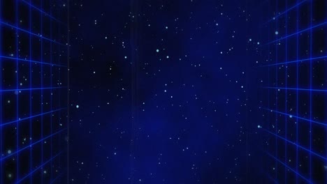 blue squared walls moving over blue universe background 4k