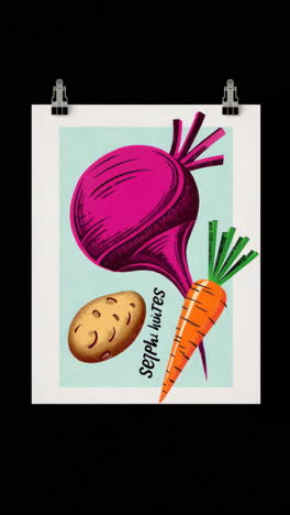 illustrated poster of beet, potato, and carrot vegetables