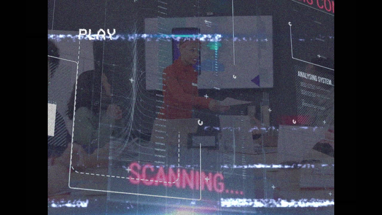 사무실에서 다양한 비즈니스 사람들에 대한 데이터 처리의 애니메이션