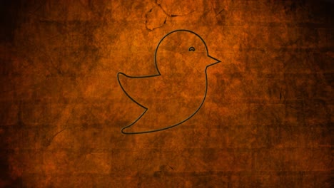 Animation-of-glowing-neon-bird-icon-on-brick-wall