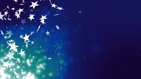 animation of christmas stars falling over blue background