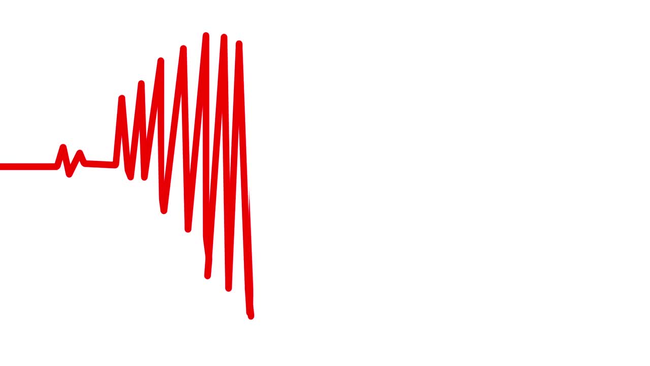 심장 모양의 심장 박동: 없는 루프 파란색 배경, ekg, 심장전지학, 진정한 파동 형태, 건강 개념