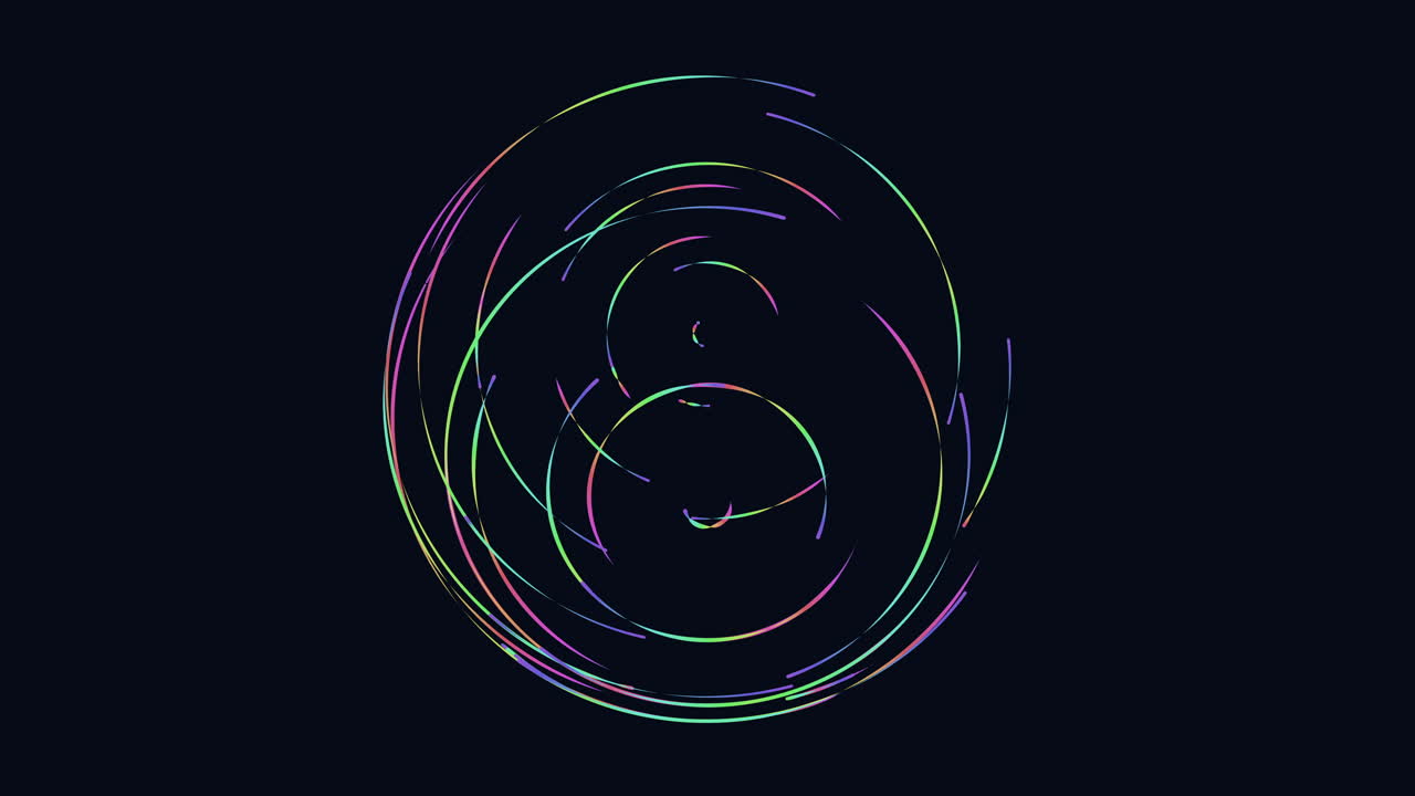 líneas coloridas que forman un intrigante patrón circular sobre un fondo negro