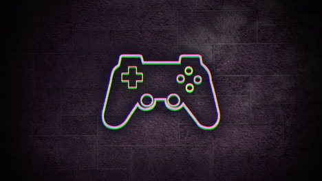 animation of video game controller illustration against abstract black background, copy space