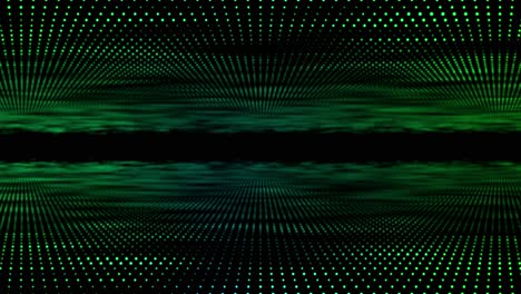 Digital-Disco-Dot-3D-Animation-Motion-Graphic-Tunnel-Dot-Glow-Beleuchtung-Spiegelpartikel-Auf-Abstrakter-Schwarzer-Hintergrundschleife-Visueller-Effekt-Live-Performance-Titel-4k-Aqua-Green