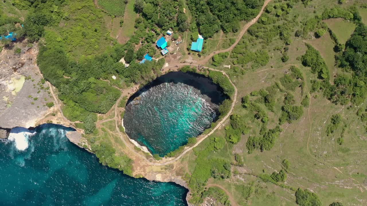 4K drone broken beach in Nusa Penida Bali Indonesia cinematic opener over broken beach