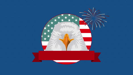 united states of america flag with eagle animation