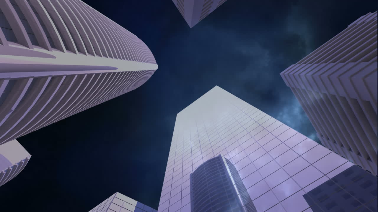 skyscrapers with lightning