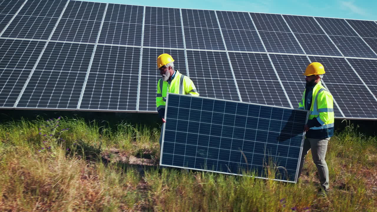 paneles solares, gente de ingeniería