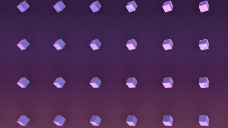 moving 3d cubes on purple background