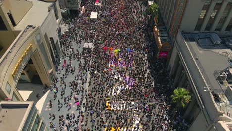 aerial 4k footage of black lives matter protest in los angeles, california, usa