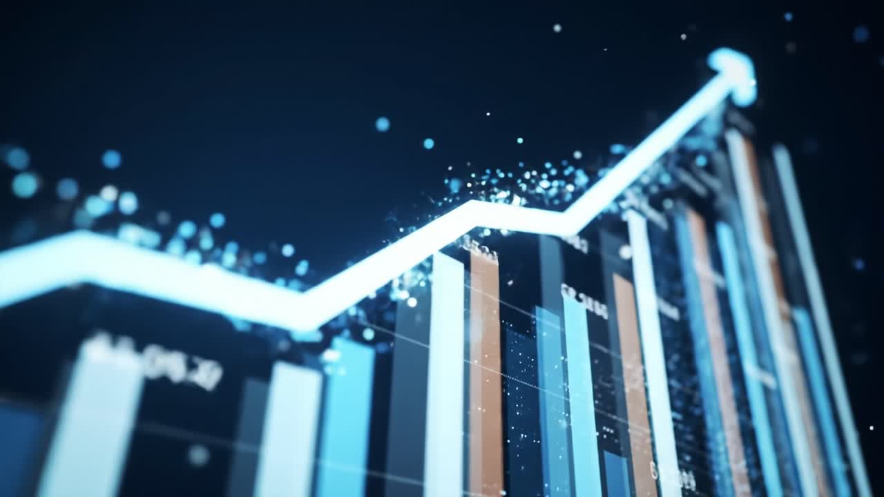 Dynamic Financial Growth Visualization with Chart and Data Analytics Elements Depicting Continuous Increase and Positive Trends in Performance Metrics