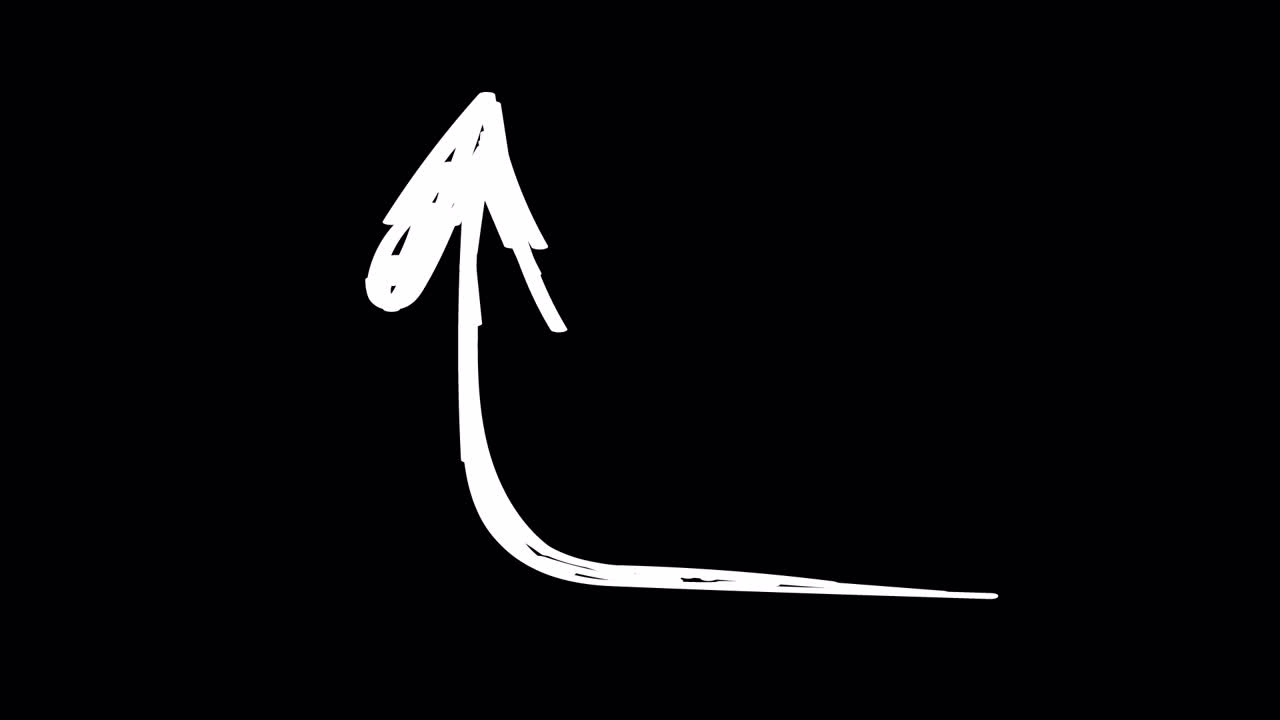 Animated Hand-Drawn White Arrow Pointing Up