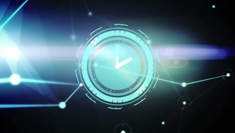 animación del reloj sobre la red de conexiones