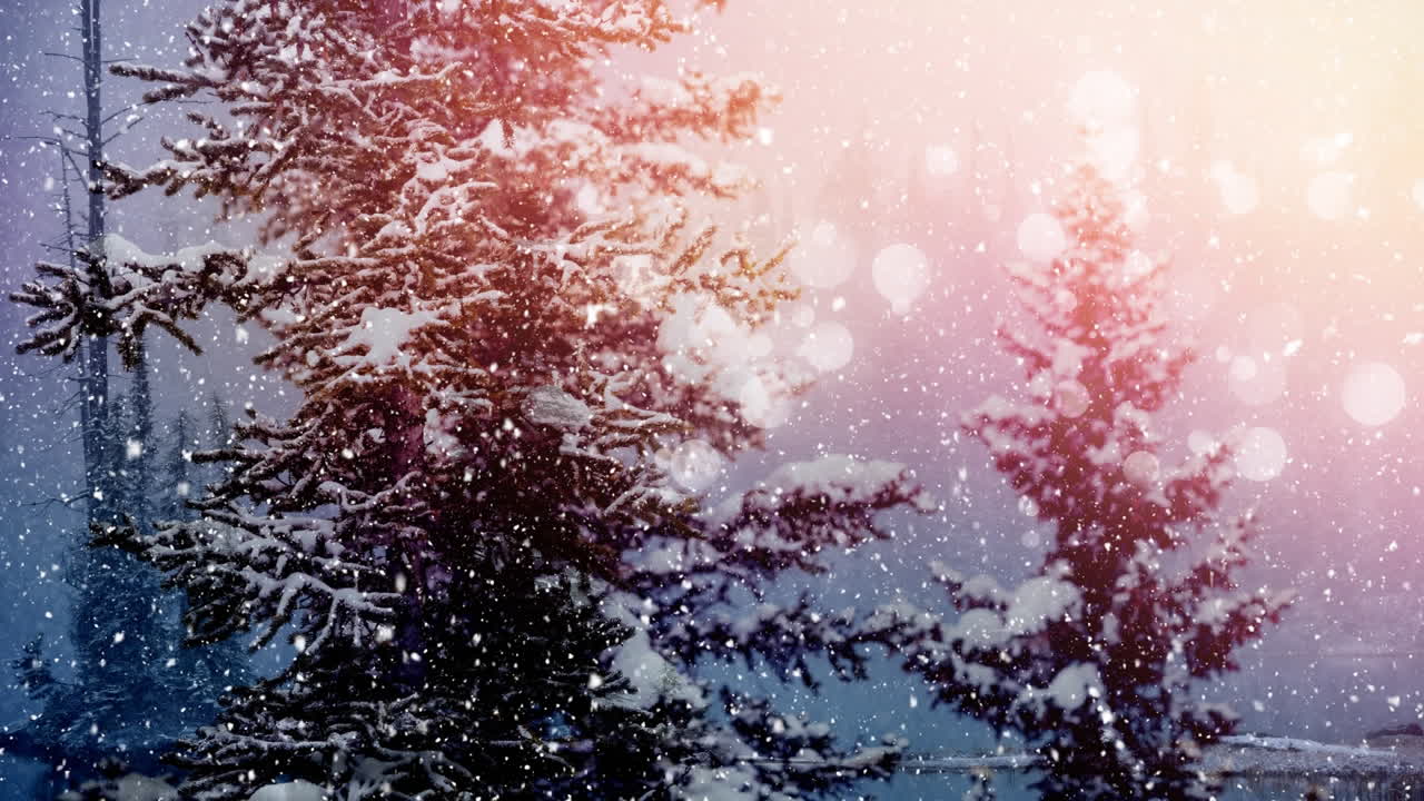 눈이 내리고 소나무들이