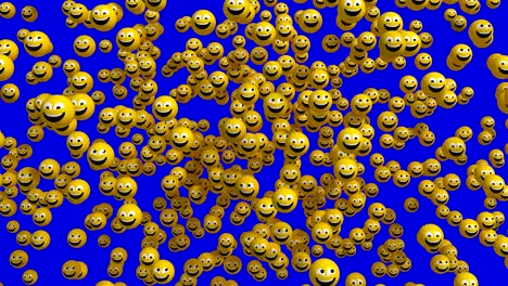 4k. explosión de icono de cara 3d. emoji aparecen con caras asustadas, mira a tu alrededor, cálmate y sonríe. pantalla azul.