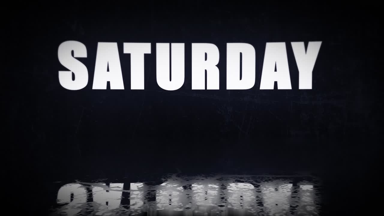 corriente eléctrica y chispas que revelan el día de la semana el sábado en un fondo oscuro