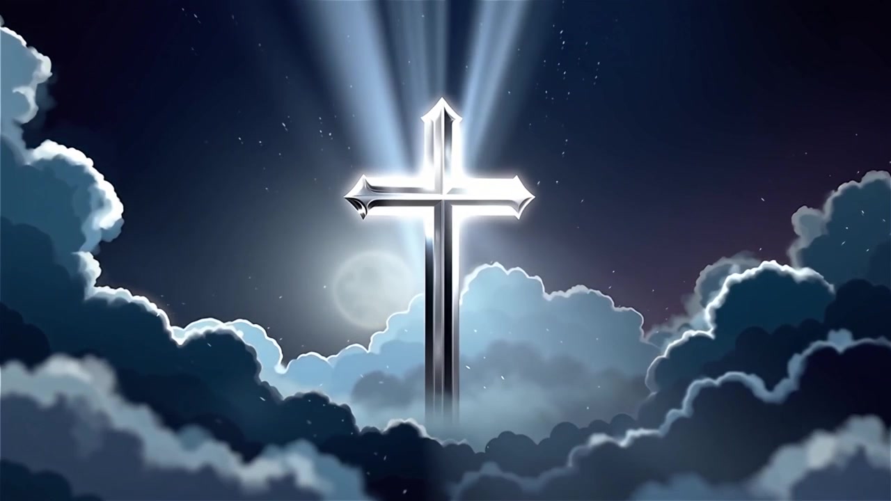 Christian Cross Heavenly Light Worship Background