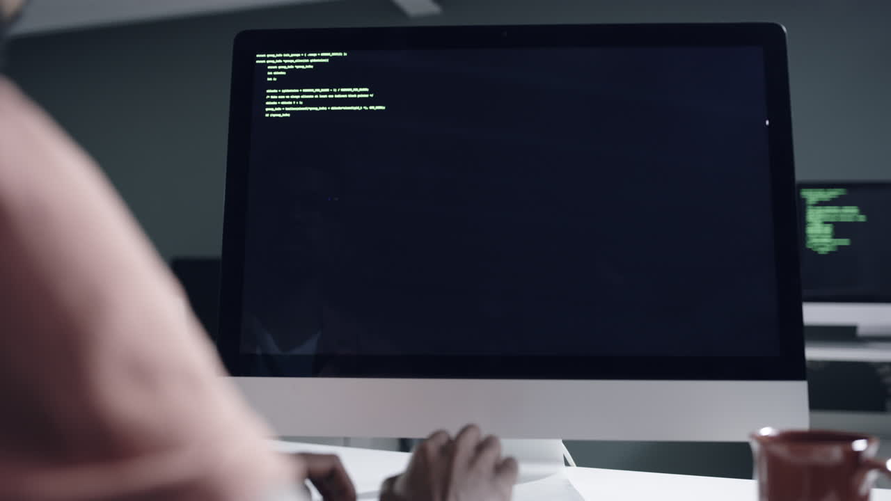 un joven programador masculino trabajando en un escritorio