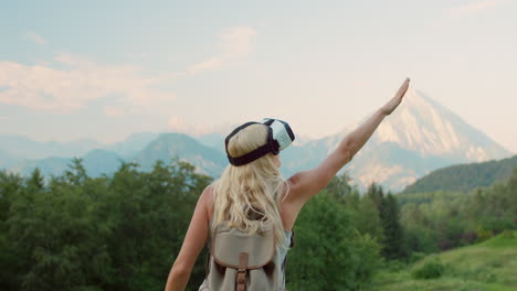 woman using vr glasses. woman using vr glasses