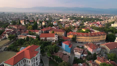 aerial panoramic drone view of plovdiv, bulgaria