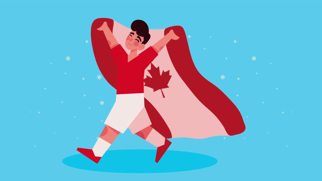 캐나다 발을 들고 있는 소년