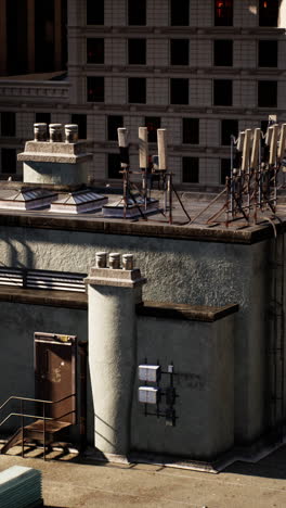 a rooftop view of a building in the city