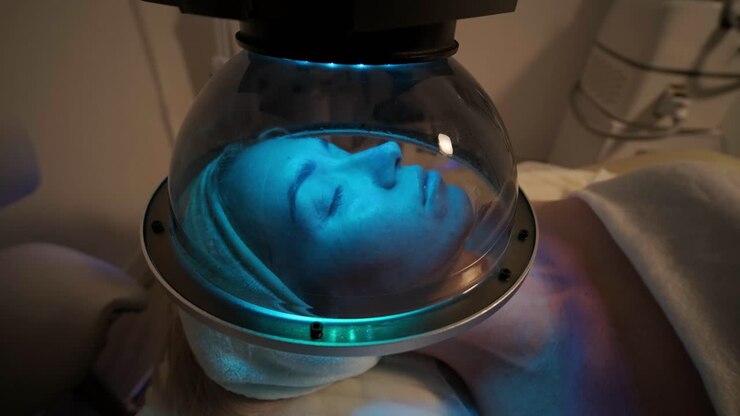 LED light facial therapy treatment in the modern cosmetology clinic