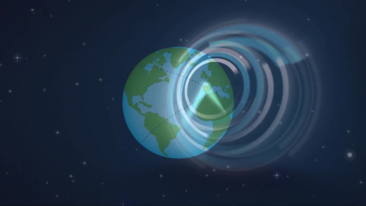 animación del globo terrestre y el espacio sobre el tictac del reloj