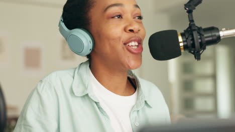 podcast, radio and broadcast with a woman