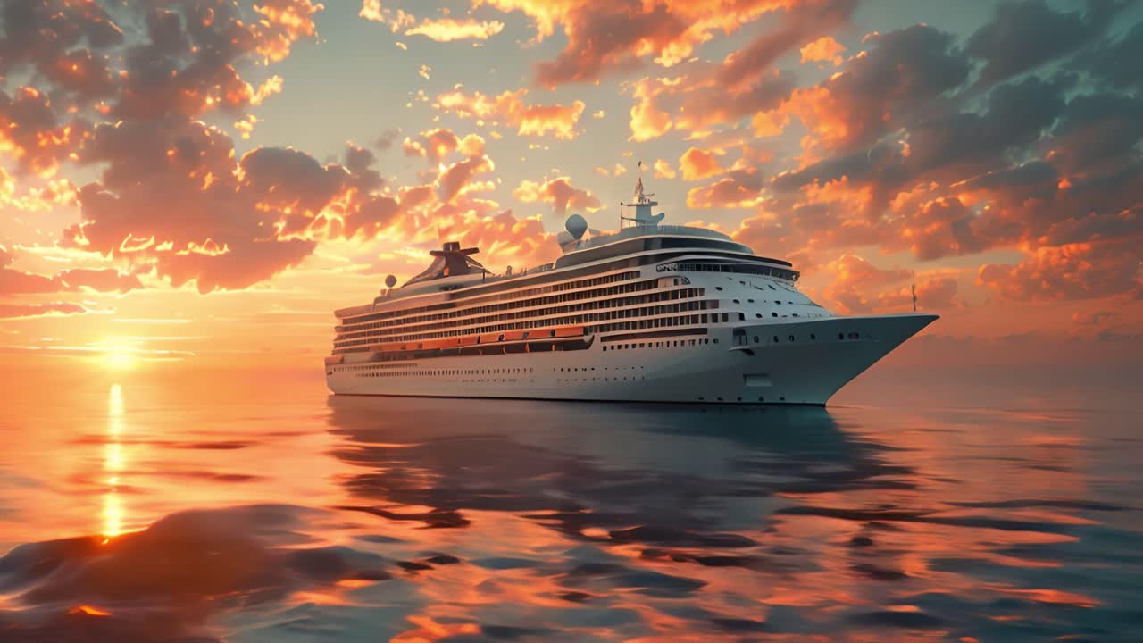 Luxury Cruise Ship at Sunset