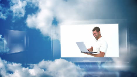 revolving screens showing lifestyle situations