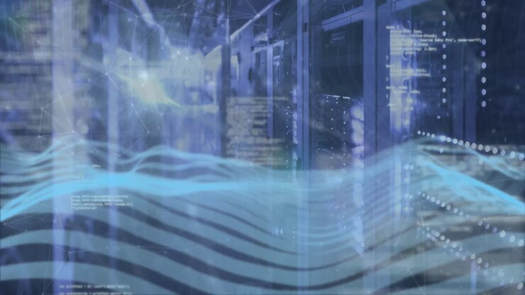 Animation of data processing over server room