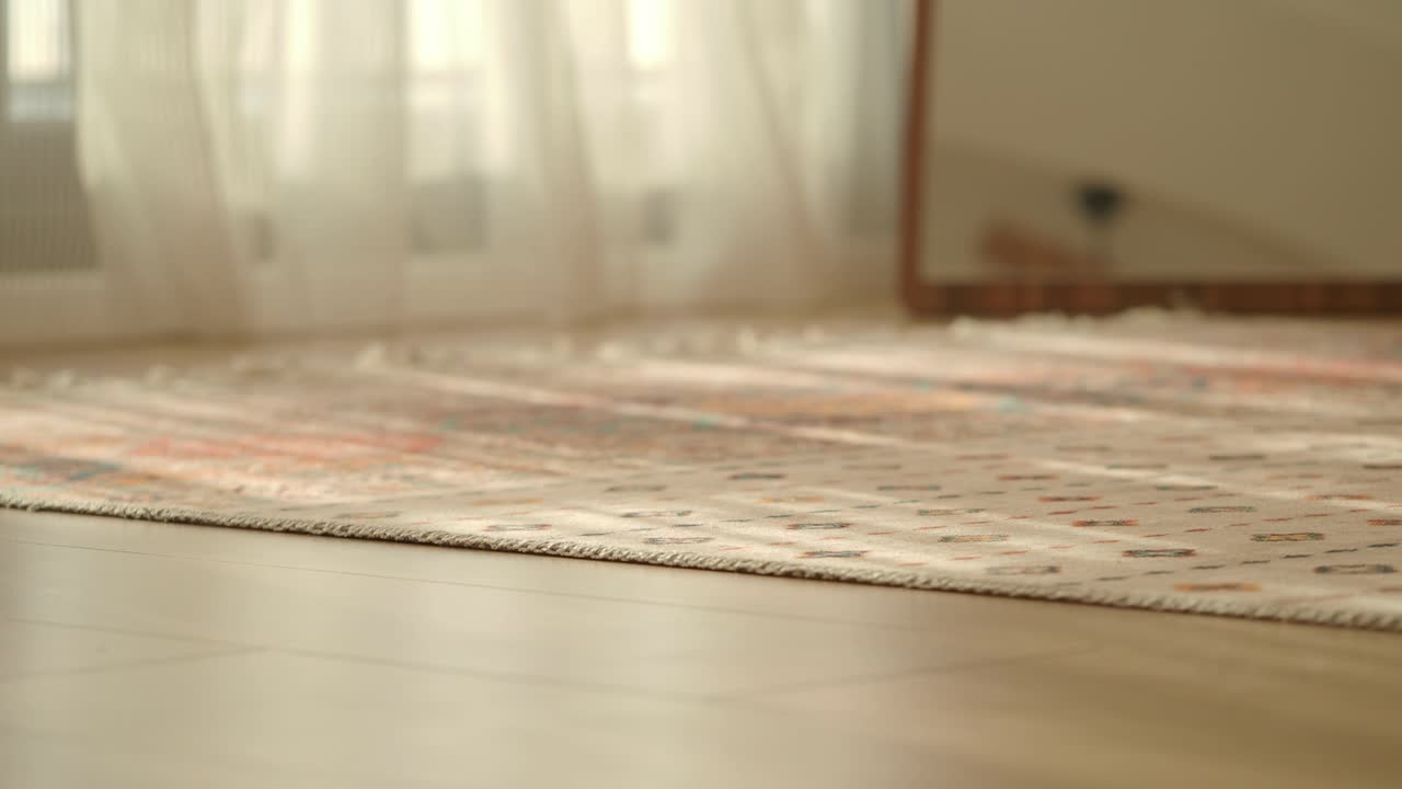 Interni con tappeto, pavimento e finestra