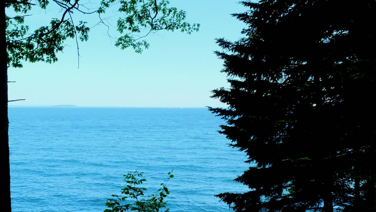 vista al mar desde un sendero para caminar en camden maine