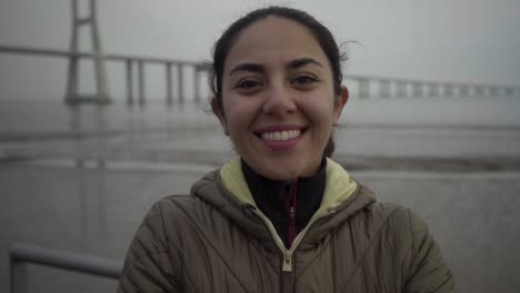 Close-up-shot-of-beautiful-smiling-hindu-woman