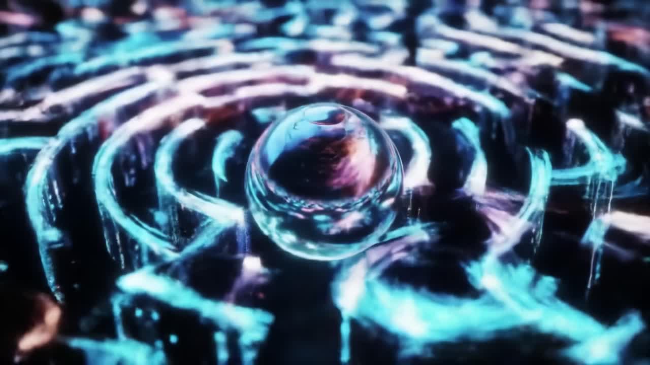 The visual journey features a captivating sphere in a glowing labyrinth, mesmerizing viewers with vibrant colors and intricate designs that create an enchanting atmosphere.